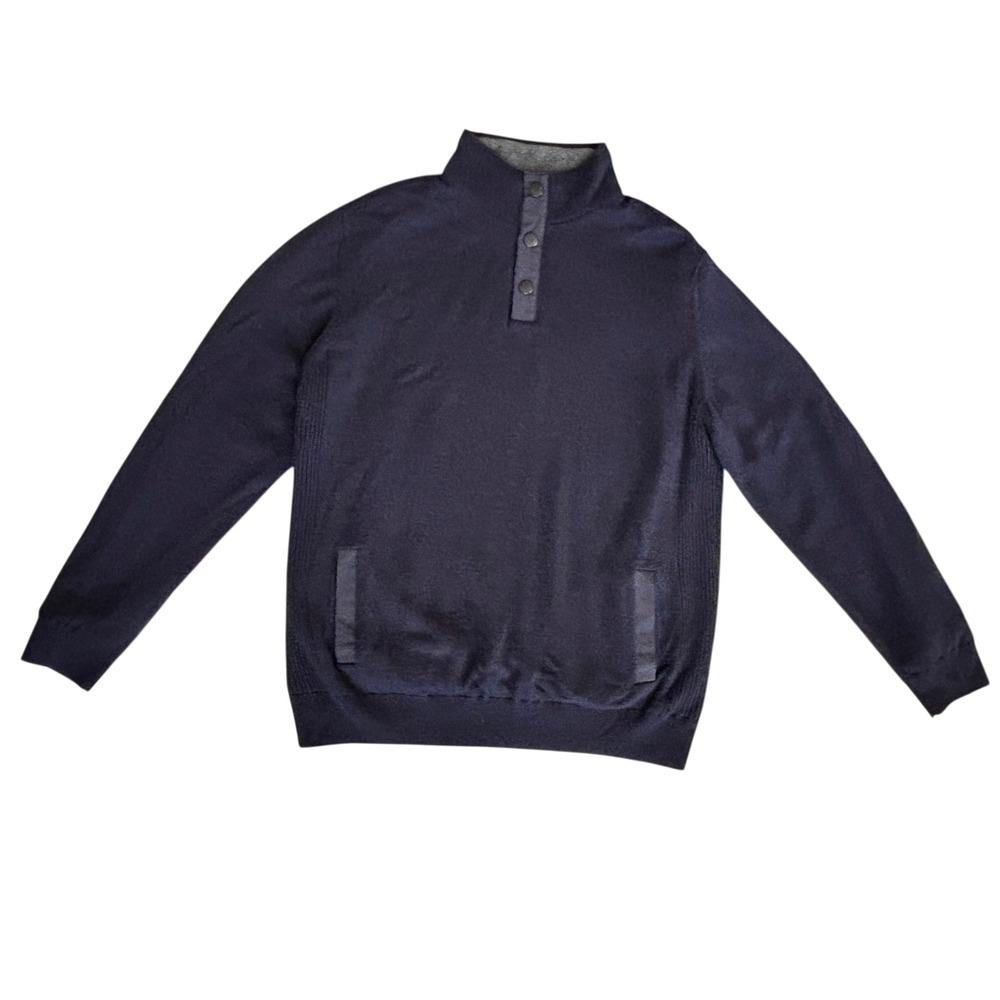 Barbour Mens Navy‎ Wool Blend Lined Pullover. Sz XXL Kangaroo Pocket